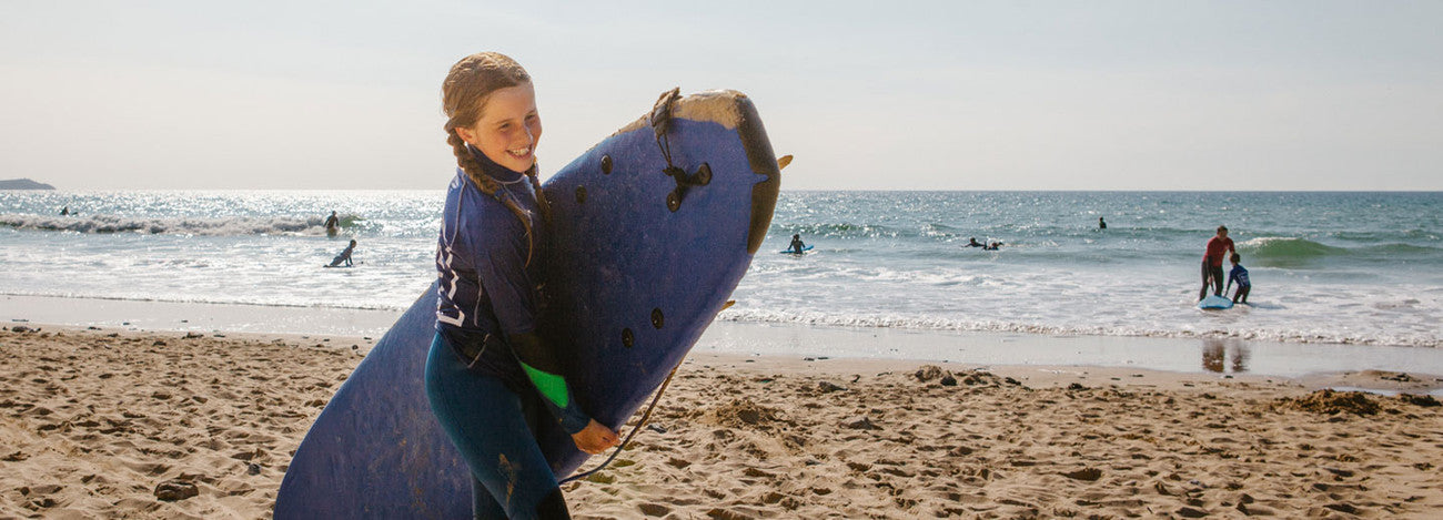 Group surf lesson at Watergate Bay with Blue Surf School